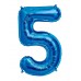 100 cm Mavi 5 Rakam Folyo Balonu, Sayı Büyük Boy Helyumla Uçan