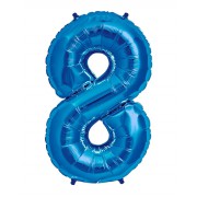100 cm Mavi 8 Rakam Folyo Balonu, Sayı Büyük Boy Helyumla Uçan