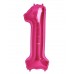 100 cm Pembe 1 Rakam Folyo Balonu, Sayı Büyük Boy Helyumla Uçan