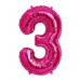 100 cm Pembe 3 Rakam Folyo Balonu, Sayı Büyük Boy Helyumla Uçan 100 cm Pembe 3 Rakam Folyo Balonu, Sayı Büyük Boy Helyumla Uçan