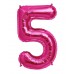 100 cm Pembe 5 Rakam Folyo Balonu, Sayı Büyük Boy Helyumla Uçan 100 cm Pembe 5 Rakam Folyo Balonu, Sayı Büyük Boy Helyumla Uçan