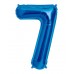 100 cm Mavi 7 Rakam Folyo Balonu, Sayı Büyük Boy Helyumla Uçan