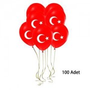 100 lü Bayrak Balon Türk Bayraklı Balon Ay Yıldız Kırmızı Balon 23 Nisan 19 Mayıs 29 Ekim Ulusal Bayram