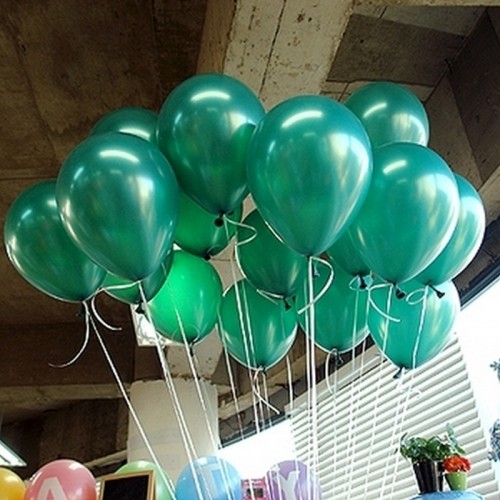 100 lü Adet Metalik Parlak Sedefli Lateks Koyu Yeşil Renkli Balon