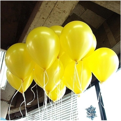100 lü Adet Metalik Parlak Sedefli Lateks Sarı Renkli Balon