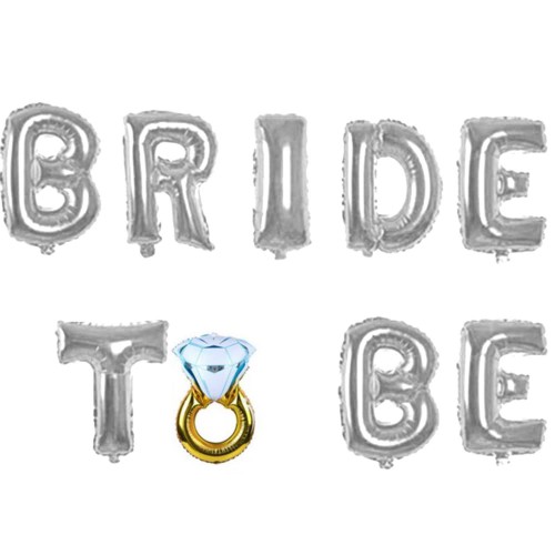 100cm Gümüş Bride To Be Harf ve Yüzük Balon Bekarlığa Veda Partisi - Parti Dolabı