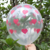 12 Adet Kalp Baskılı Şeffaf Büyük Balon, Helyumla Uçan 12inc 30cm - Parti Dolabı