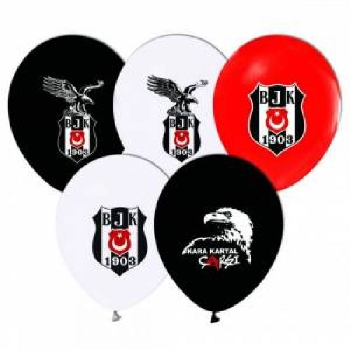12 Adet Beşiktaş Baskılı Lisanslı Balon Doğum Günü, Helyumla Uçan