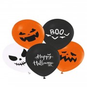 12 Adet Siyah,Turuncu Halloween Baskılı Balon Halloween Cadılar Bayramı