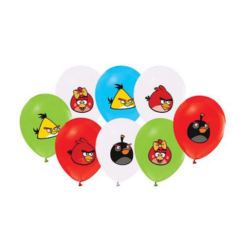 12 li Angry Birds Karışık Balon Doğum Günü Partisi, Helyumla Uçan