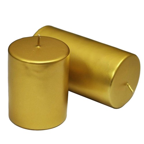 15x6cm Gold Altın Metalik Silindir Kütük Mum, Varaklı Mum - Parti Dolabı