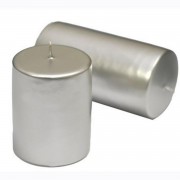 12x7cm Gümüş Silver Metalik Silindir Kütük Mum