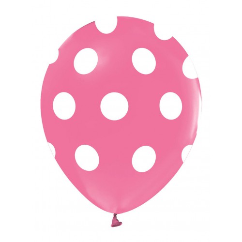 14 Adet Pembe Beyaz Puantiyeli Balon, Benekli Cinsiyet Balonları - Parti Dolabı