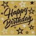 16 Adet Gold Happy Birthday Yazılı Peçete, Yetişkin Doğum Günü