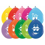 16 Adet Gülen Yüz-Surat Balon, Renkli Emojili Helyumla Uçan