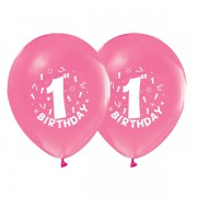 16 Adet Pembe 1 Yaş Balon 1 Yaş Doğum Günü Balonları