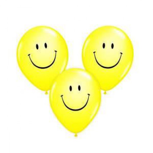 16 Adet Sarı Gülen Yüz Emojili Balon, Gülen Surat Helyumla Uçan - Parti Dolabı