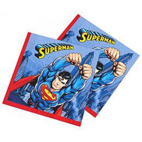 16 Adet Superman Kağıt Peçete, 33x33 Süperman Doğum Günü Konsepti - Parti Dolabı