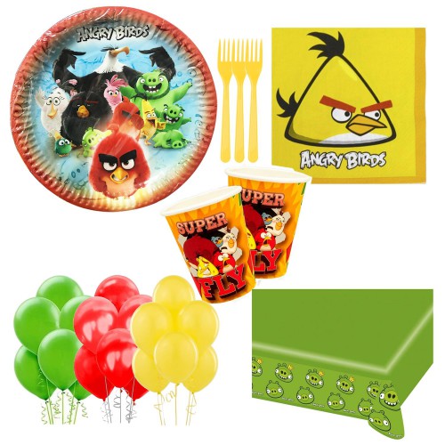 16 Kişilik Angry Birds Doğum Günü Seti, Parti Malzemeleri Paketi - Parti Dolabı