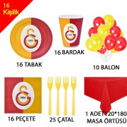 16 Kişilik Galatasaray Doğum Günü Konsepti Parti Malzemeleri Seti