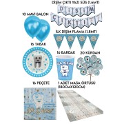 16 Kişilik Mavi Diş Buğdayı Günü Ilk Dişim Çıktı Parti Süsleri Erkek Parti Seti Süsleme Paketi