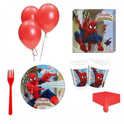16 Kişilik Örümcek Adam Konsepti Doğum Günü Ürünleri, Spiderman
