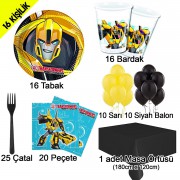 16 Kişilik Transformers Bumblebee Parti Konsepti Seti Doğum Günü 