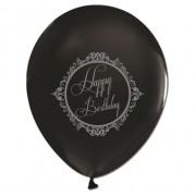 16 lı Siyah Happy Birthday Yazılı Balon,Doğum Günü Helyumla Uçan 