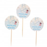 20 Ad Mavi Hoşgeldin Bebeğim Kürdanları, Baby Shower Partisi Süsü