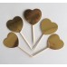 20 Adet Altın Sarısı-Gold Kalp Şeklinde Karton Cupcake Kürdan - Parti Dolabı