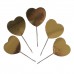 20 Adet Altın Sarısı-Gold Kalp Şeklinde Karton Cupcake Kürdan - Parti Dolabı