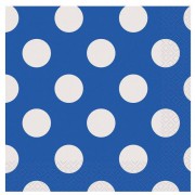 20 Adet Beyaz Puantiyeli Mavi Doğum Günü Parti Peçetesi 