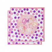 20 Adet Pembe ve Mor Renk İt's a Girl Yazılı Puantiyeli Peçete