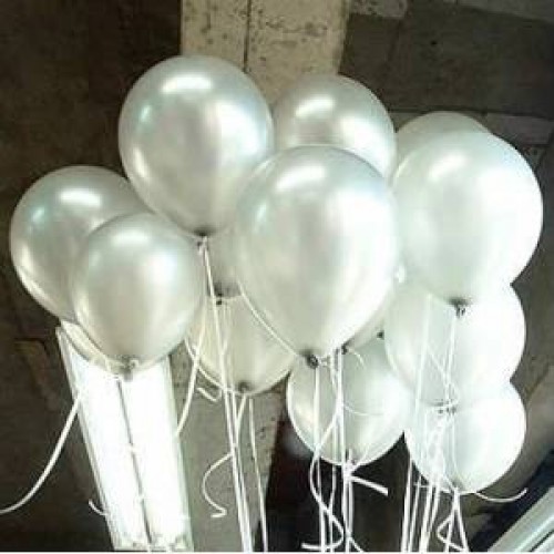 20 AD METALİK PARLAK GRİ GÜMÜŞ BALON HELYUMLA UÇAN - Parti Dolabı