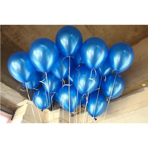 20 Adet Metalik Parlak Koyu Mavi(Lacivert) Balon Helyumla Uçan - Parti Dolabı