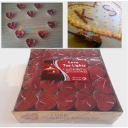 20 Kırmızı Kalp Mum Tea light + 300 Kuru Gül Yaprakları