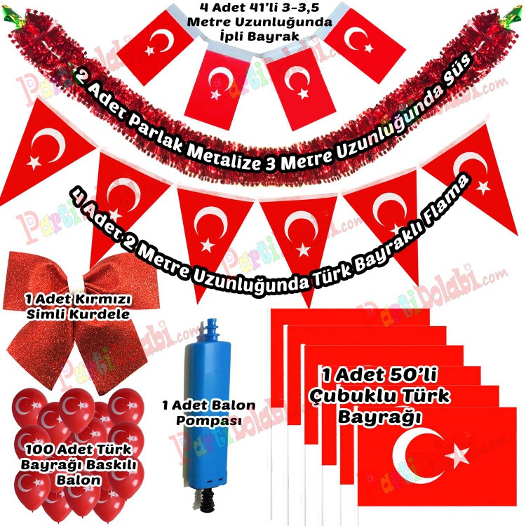 23 Nisan Turk Bayrakli Balonlu Susleme Paketi 29 Ekim Susleri