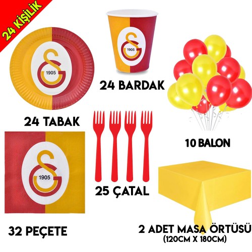 24 Kişilik Galatasaray Doğum Günü Parti Seti Gs Konseptli Ürünler - Parti Dolabı