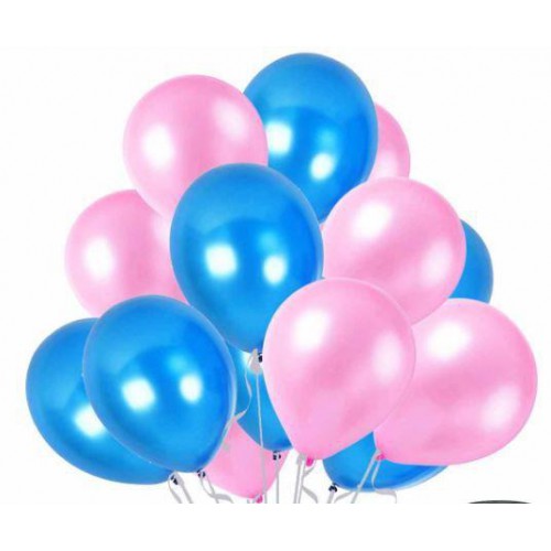 25 Ad Metalik Şeker Pembe-Koyu Mavi Lacivert Balon Helyumla Uçan - Parti Dolabı