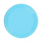 25 Adet Açık Mavi Plastik Kullan At Doğum Günü Parti Tabağı