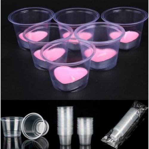 25 Adet Cam Görünümlü Şeffaf Plastik Tealight Mum Kabı - Parti Dolabı