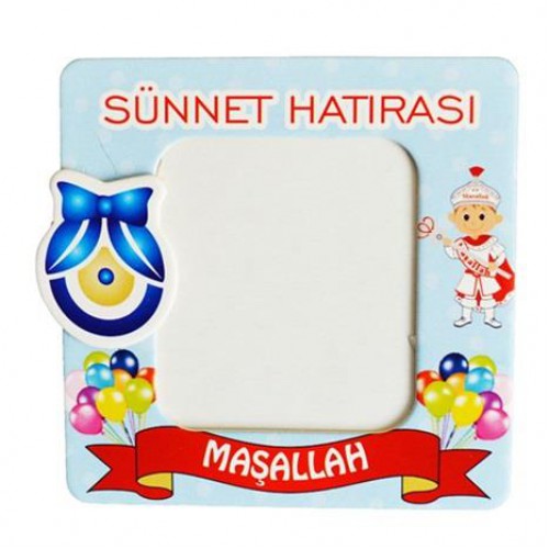 25 Adet Mavi Sünnet Temalı Magnet Buzdolabı Çerçevesi - Parti Dolabı