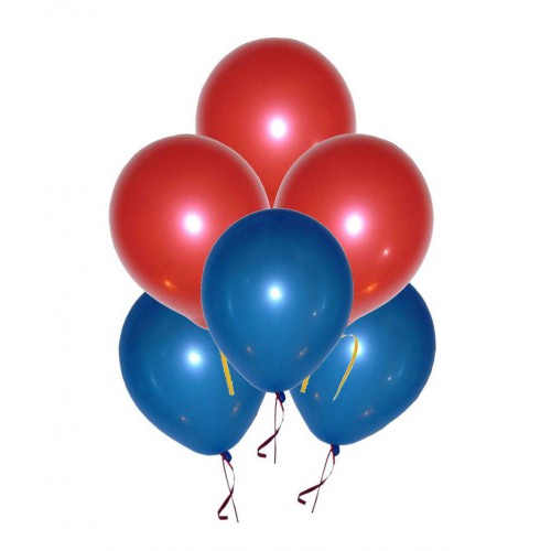 25 Adet Metalik (Lacivert-Kırmızı) Karışık Balon, Helyumla Uçan - Parti Dolabı