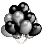 25 Adet Metalik Sedefli (Siyah-Gümüş Gri) Karışık Balon Helyumla Uçan