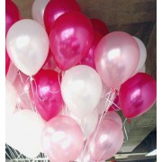 25 Adet Metalik Sedefli (Fuşya-Beyaz)  Karışık Balon Helyumla Uçan