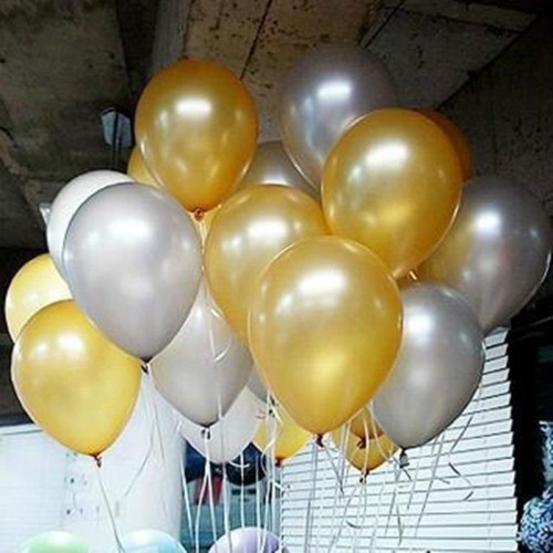 25 Adet Metalik (Gold Altın Sarısı-Gümüş Gri) Balon Helyumla Uçan