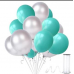 25 Adet Metalik Sedefli Gümüş Gri-Mint Yeşili Balon Helyumla Uçan