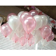 25 Adet Metalik Sedefli (Pembe-Beyaz) Karışık Balon Helyumla Uçan