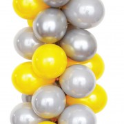 25 Adet Metalik (Civciv Sarı-Gümüş Gri)Karışık Balon Helyumla Uçan