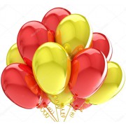 25 Adet Metalik Sedefli (Sarı-Kırmızı) Karışık Balon Helyumla Uçan